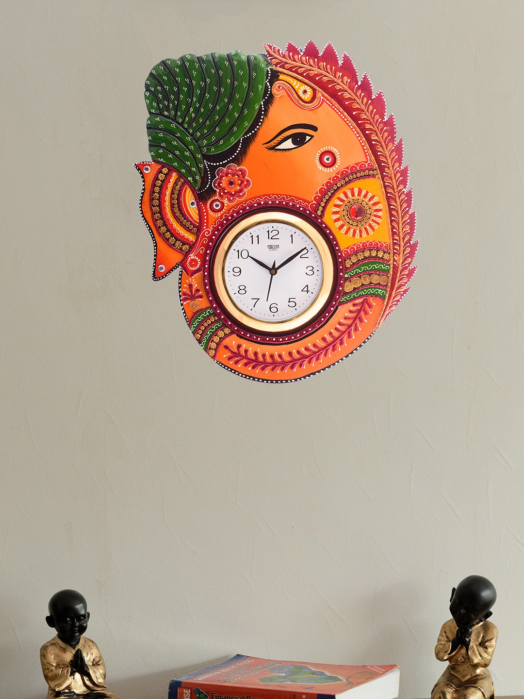 

eCraftIndia White Dial Handcrafted 45.72 cm x 31.75 cm Analogue Wall Clock
