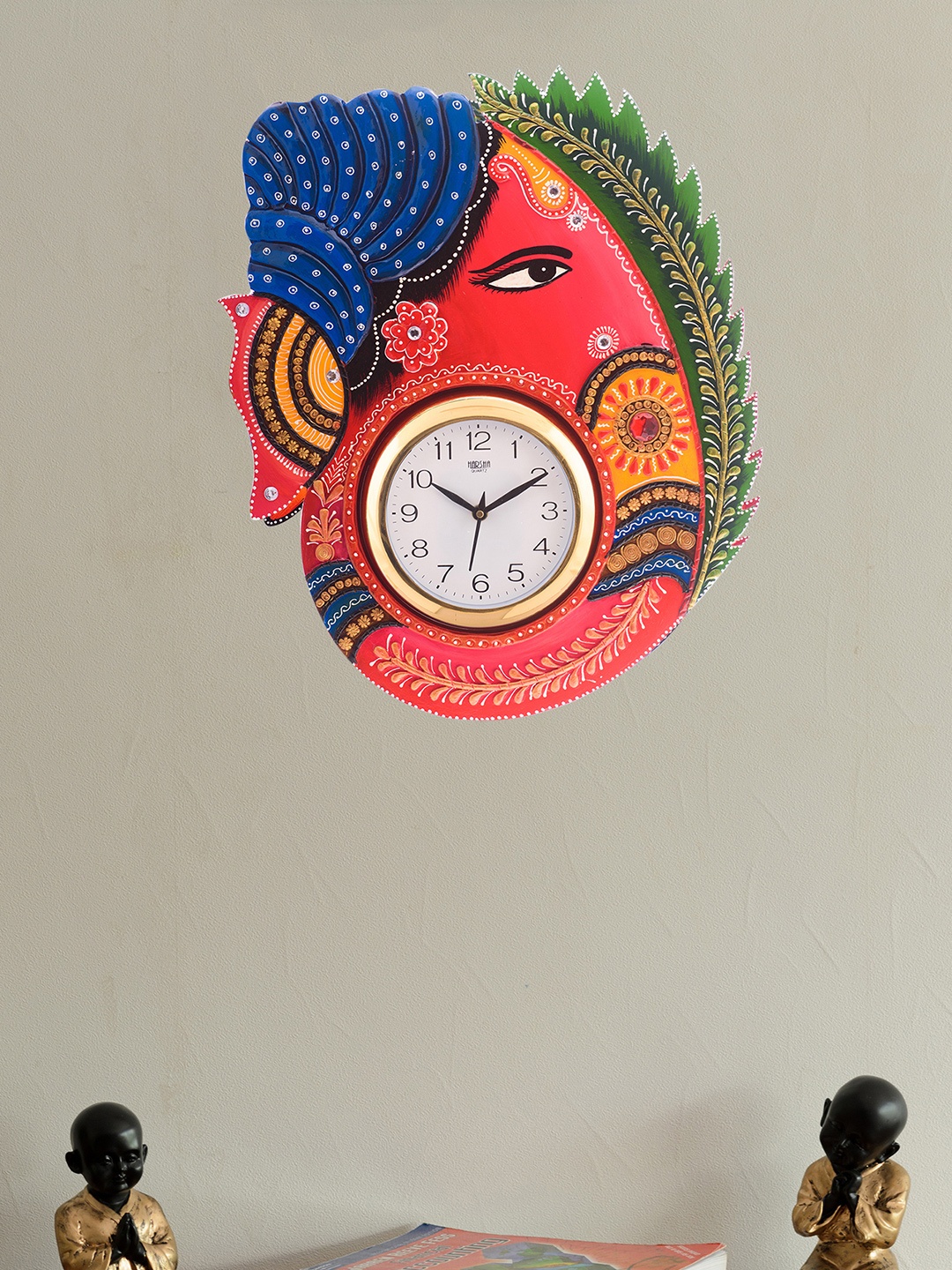 

eCraftIndia White Dial Handcrafted 45.72 cm x 31.75 cm Analogue Wall Clock