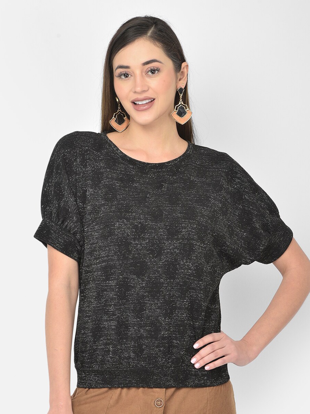 

Latin Quarters Black Self Design Top