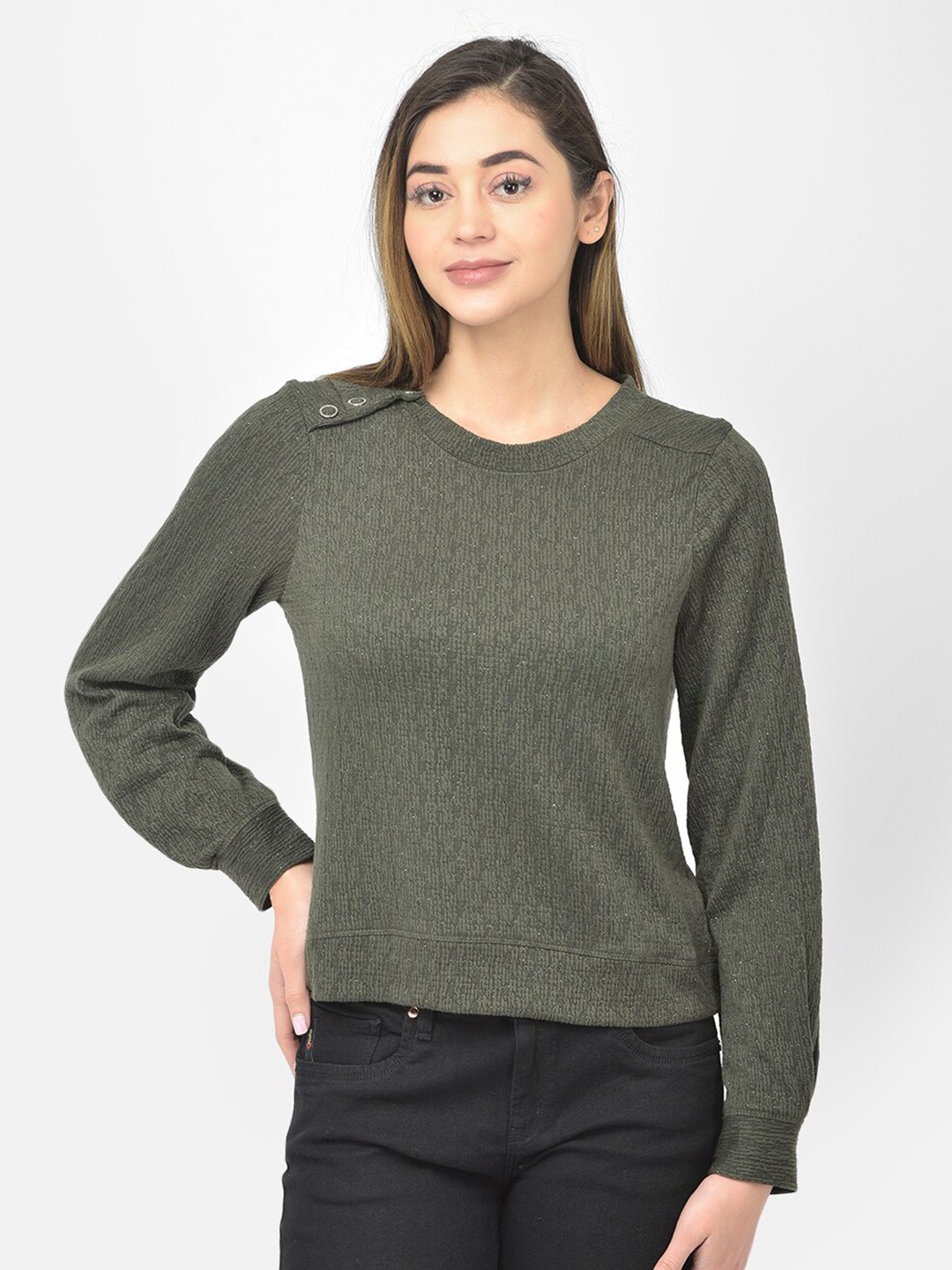 

Latin Quarters Green Self Designed Top