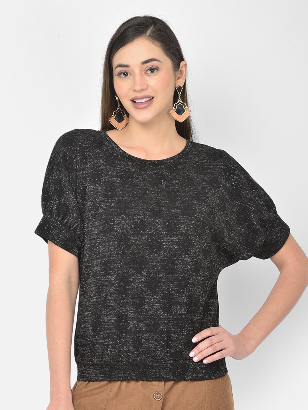 

Latin Quarters Black Self Design Top