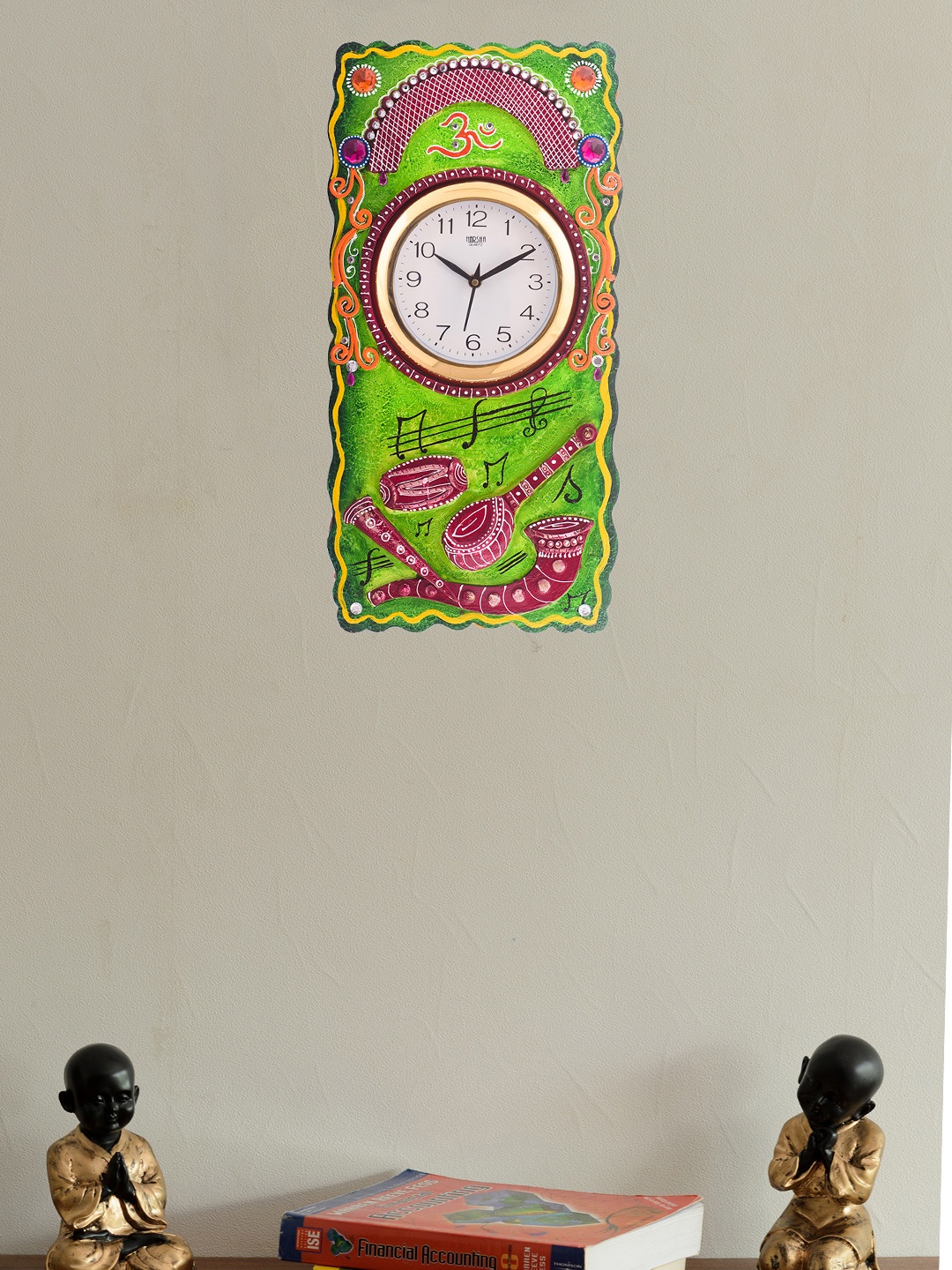 

eCraftIndia White Dial Handcrafted 48.2 cm x 25.4 cm Analogue Wall Clock