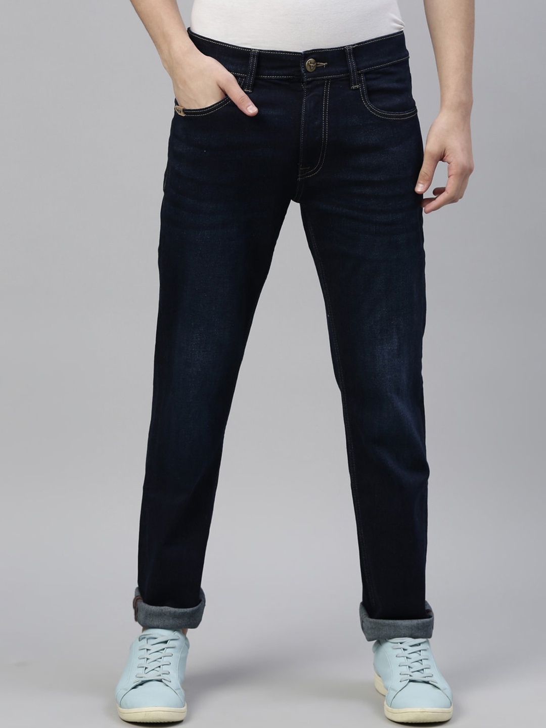 

American Bull Men Navy Blue Light Fade Stretchable Jeans