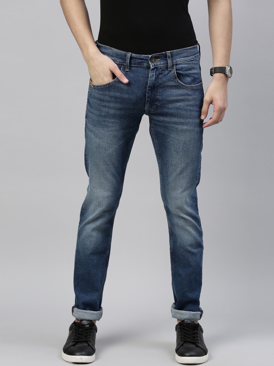 

American Bull Men Blue Skinny Fit Light Fade Stretchable Jeans