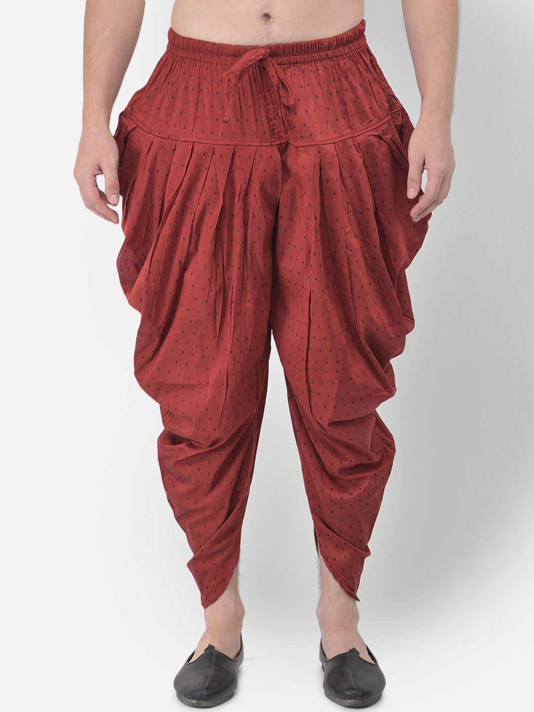 

TABARD Men Maroon & Black Printed Pure Cotton Patiala