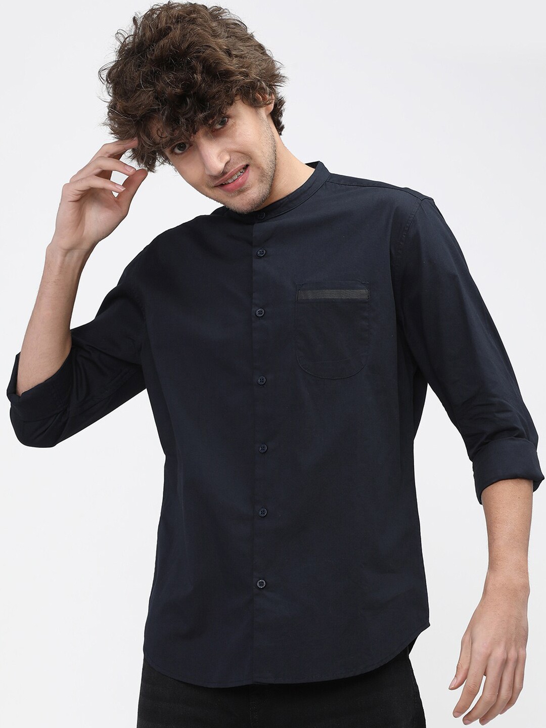

HIGHLANDER Men Navy Blue Slim Fit Casual Shirt