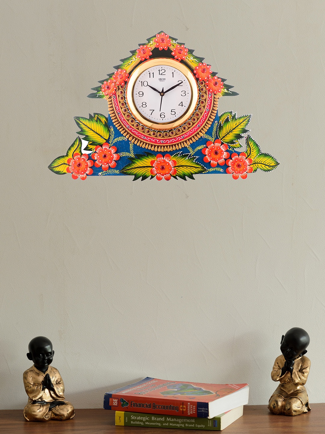 

eCraftIndia White Dial Handcrafted 33.02 cm x 53.34 cm Analogue Wall Clock