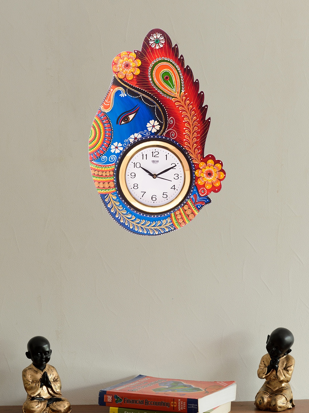 

eCraftIndia White Dial Handcrafted 53.34 cm x 33.02 cm Analogue Wall Clock