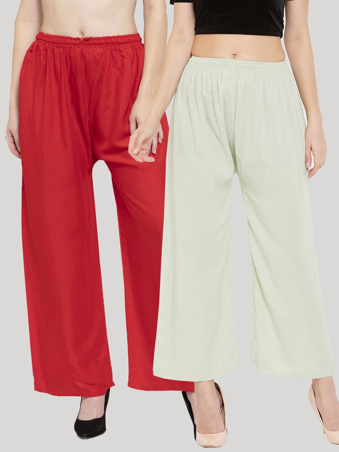 

Clora Creation Women Red & White Set Of 2 Palazzos