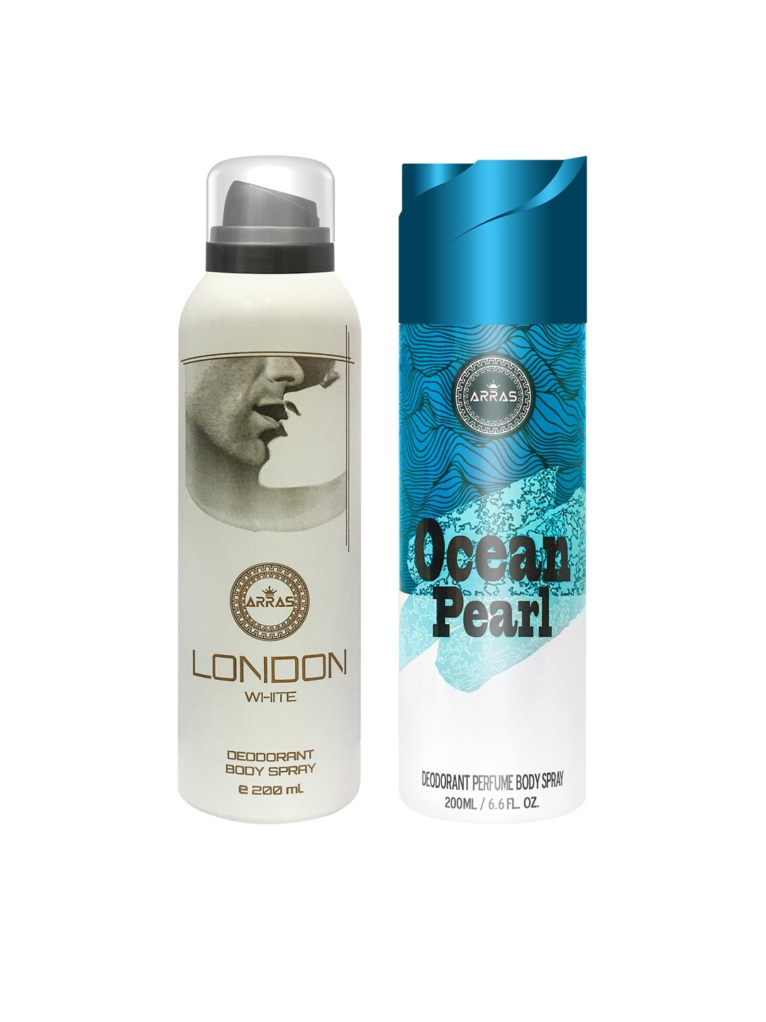

Arras Set Of 2 London White & Ocean Pearl Deodorant Body Spray
