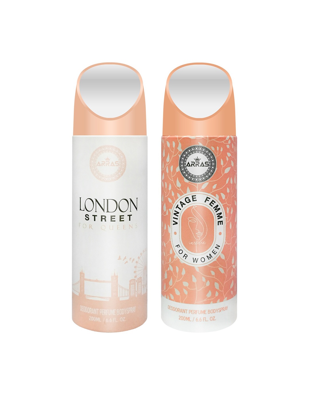 

Arras Pack Of 2 London Street & Vintage Femme Deodorant Body Spray 400ml, White