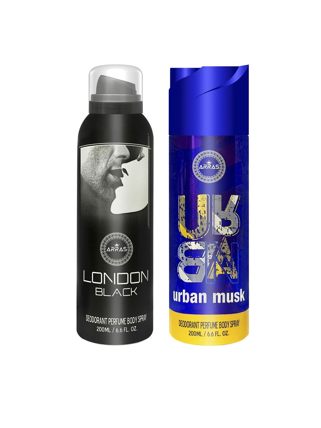 

Arras Pack of 2 London Black & Urban Musk Deodorant Body Spray, 200ml Each