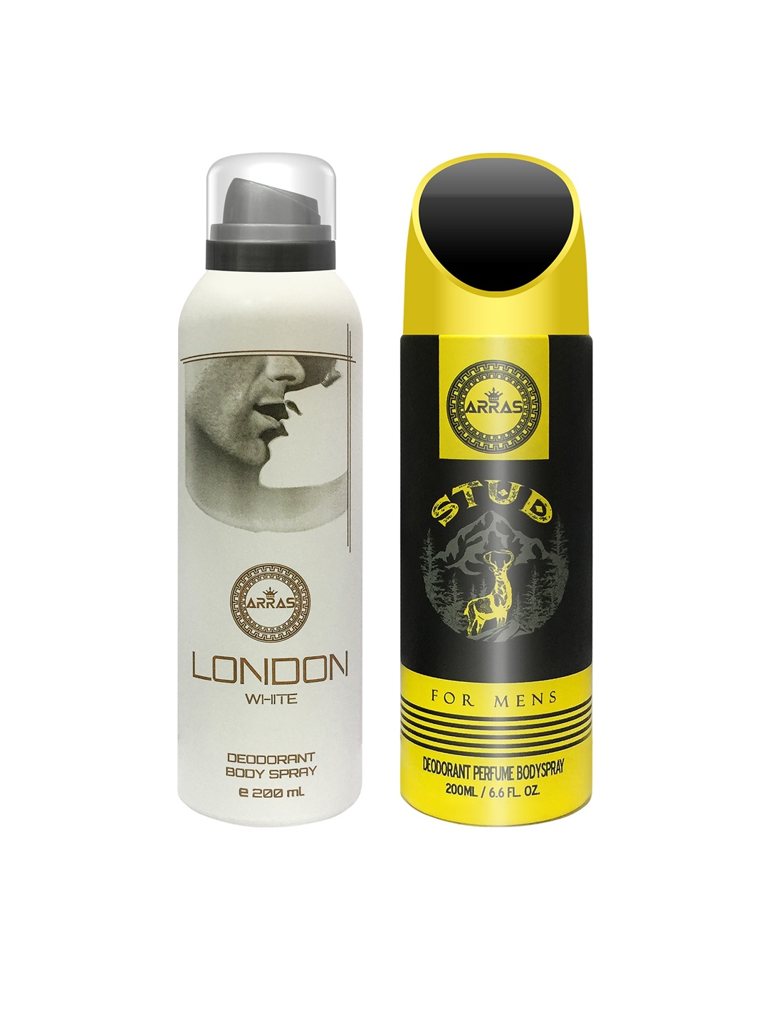 

Arras Set Of 2 London White & Stud Deodorant Body Spray 200ml