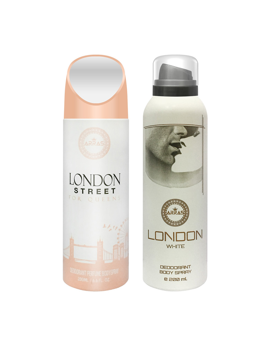 

Arras Unisex Set Of 2 London Street & London White Deodorant Body Spray 200ml