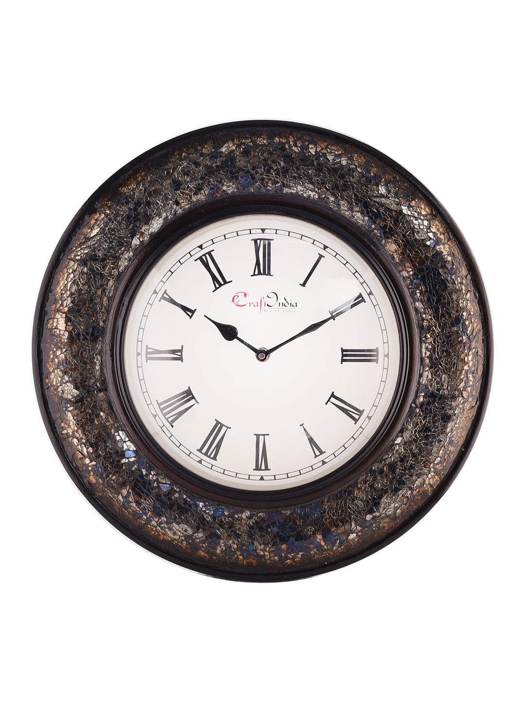 

eCraftIndia White Dial Handcrafted Wooden 40 cm Analogue Wall Clock