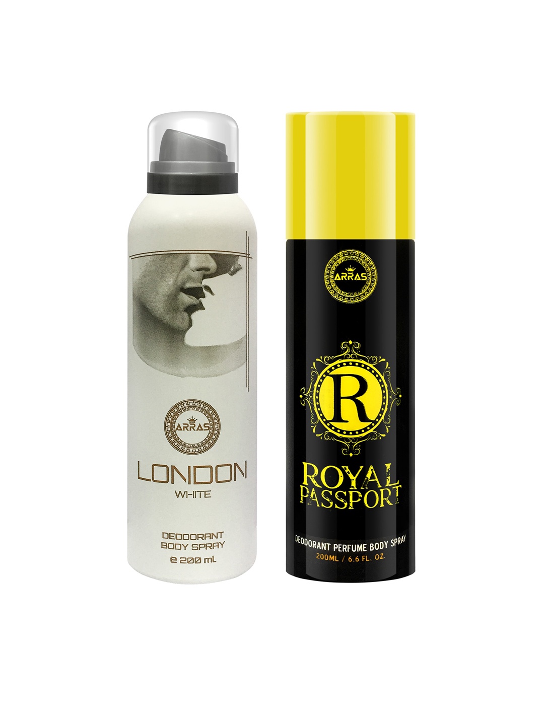 

Arras Set Of 2 London White & Royal Passport Deodorant Body Spray