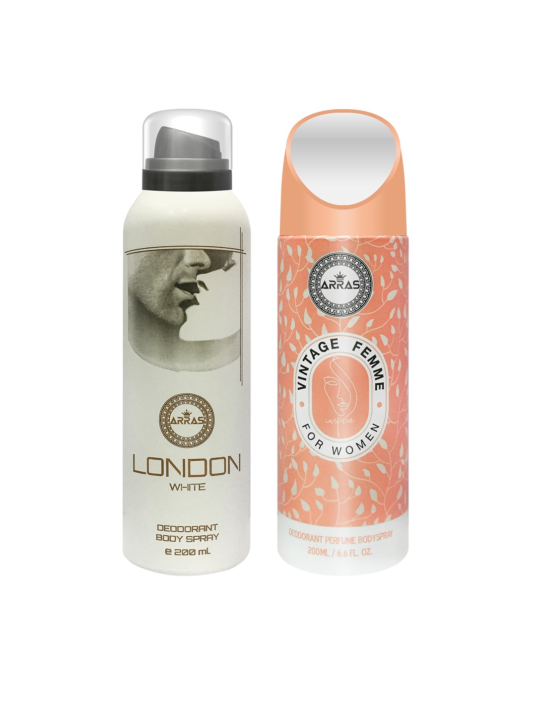 

Arras Set Of 2 London White & Vintage Femme Deodorant Body Spray 200ml Each