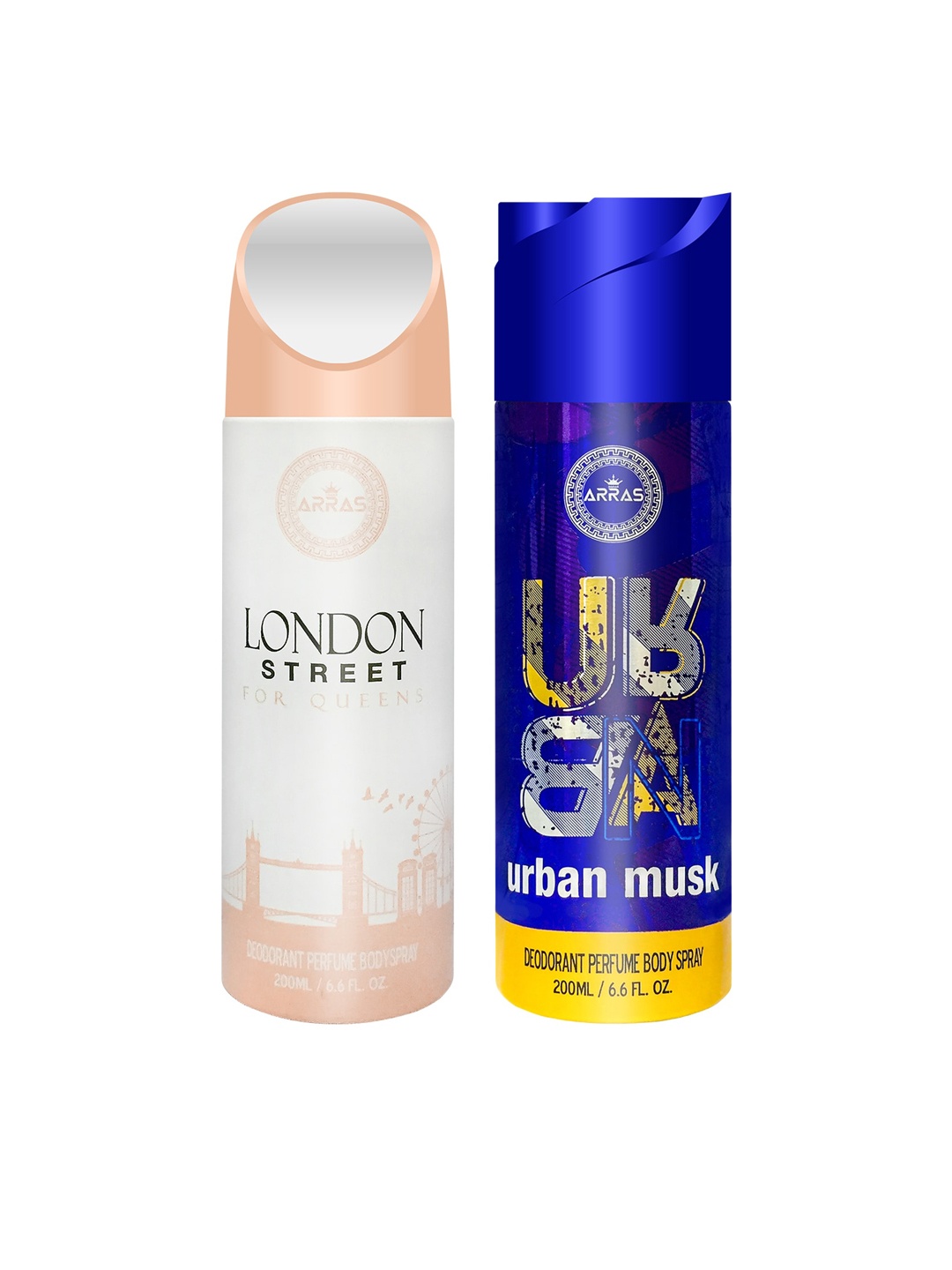

Arras Set of 2 London Street & Urban Musk Body Spray, White