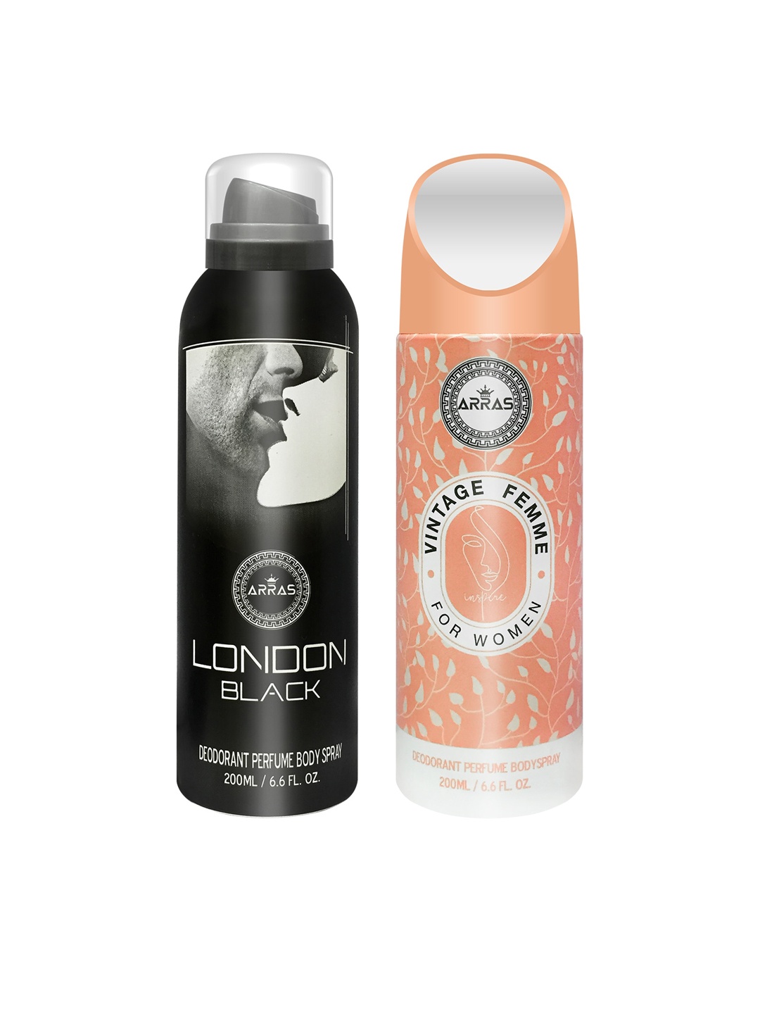 

Arras Pack of 2 London Black & Vintage Femme Deodorant Body Spray 400ml