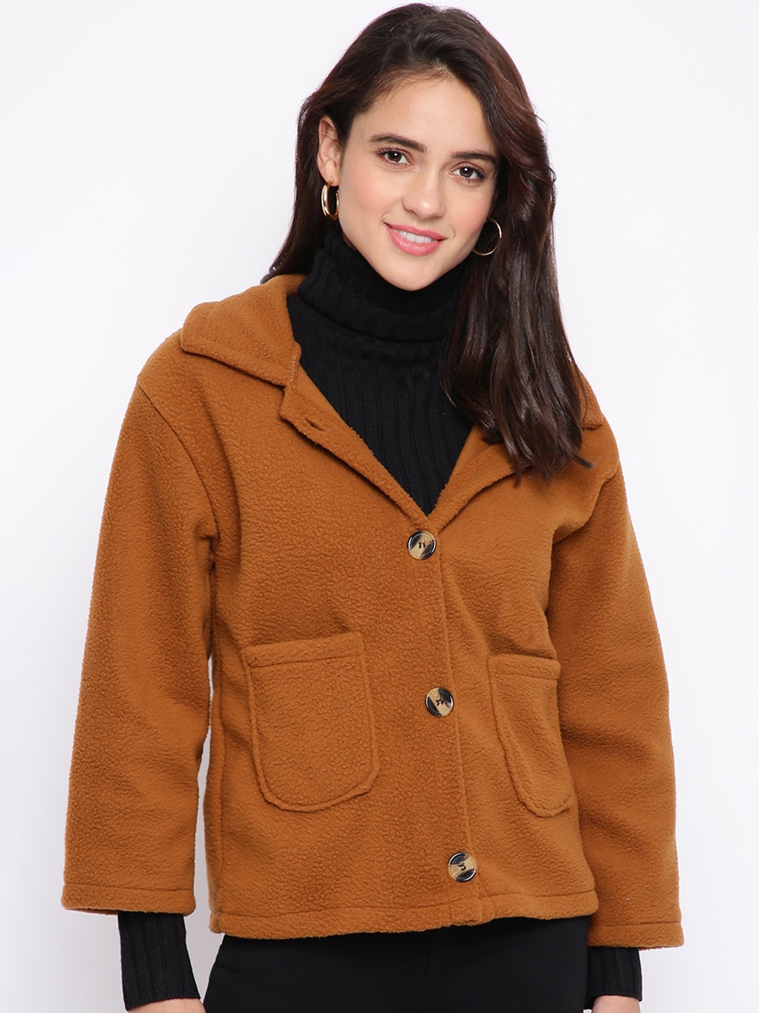 

iki chic Women Brown Teddy Fur Tailored Jacket