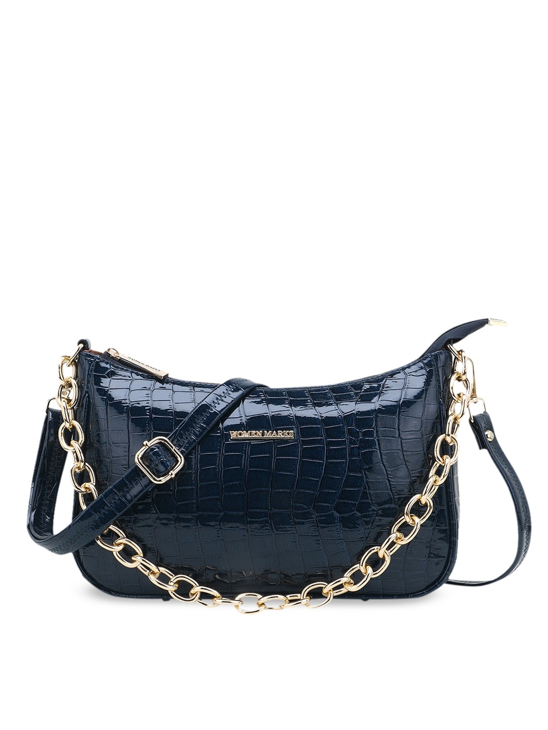 

WOMEN MARKS Blue Animal Textured PU Structured Shoulder Bag