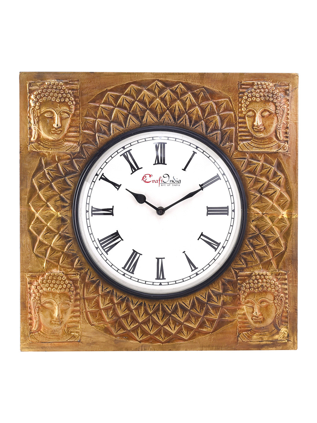 

eCraftIndia White Dial Handcrafted Wooden 40 cm Analogue Wall Clock