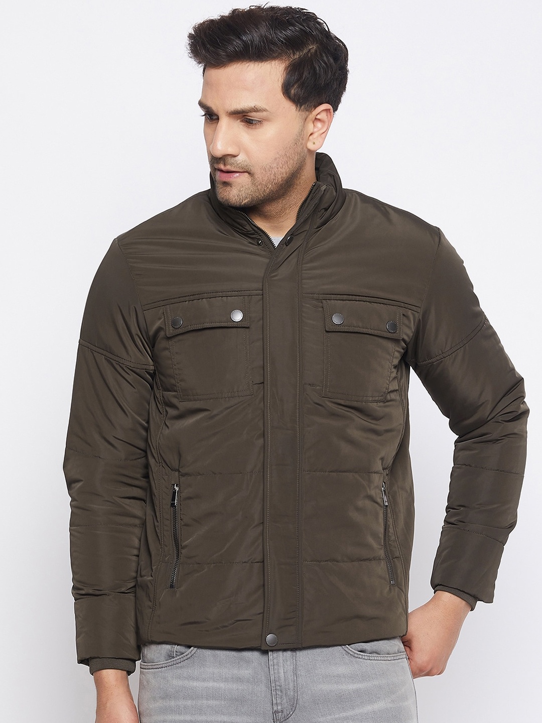 

Octave Men Olive Green Padded Jacket