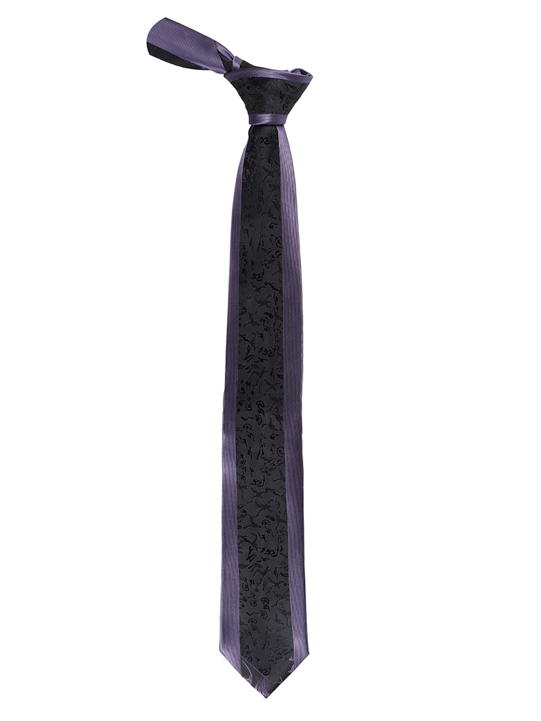 

Alvaro Castagnino Men Grey & Purple Woven Design Skinny Tie