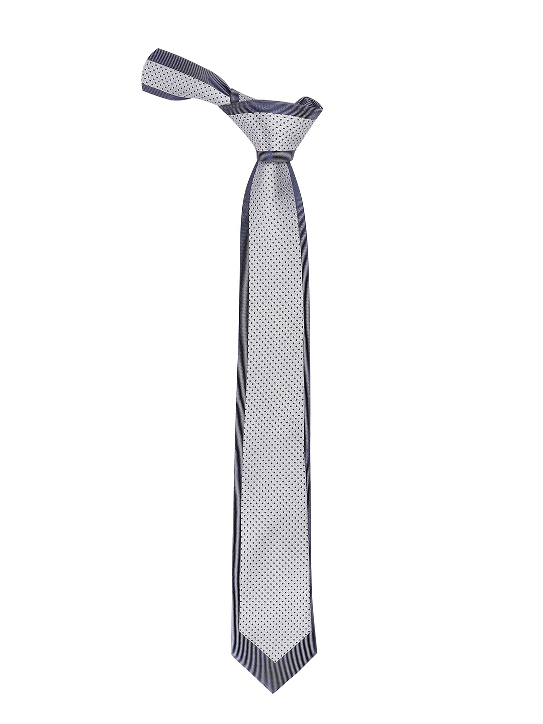 

Alvaro Castagnino Men White & Blue Woven Design Skinny Tie