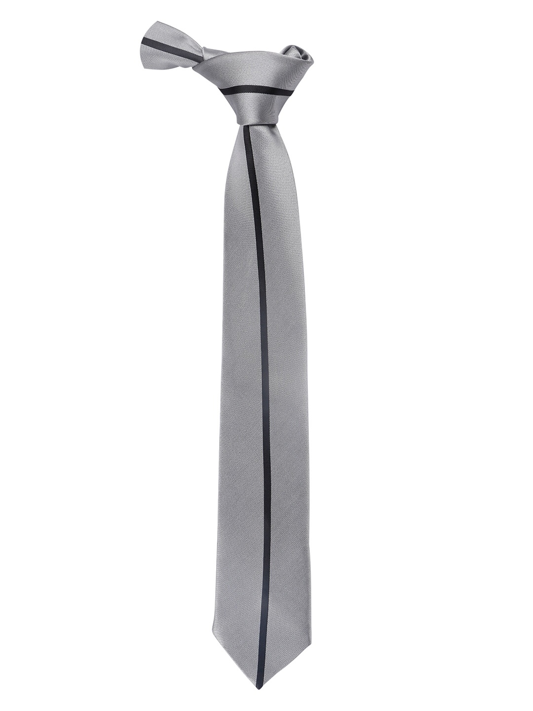 

Alvaro Castagnino Men Grey & Black Striped Skinny Tie