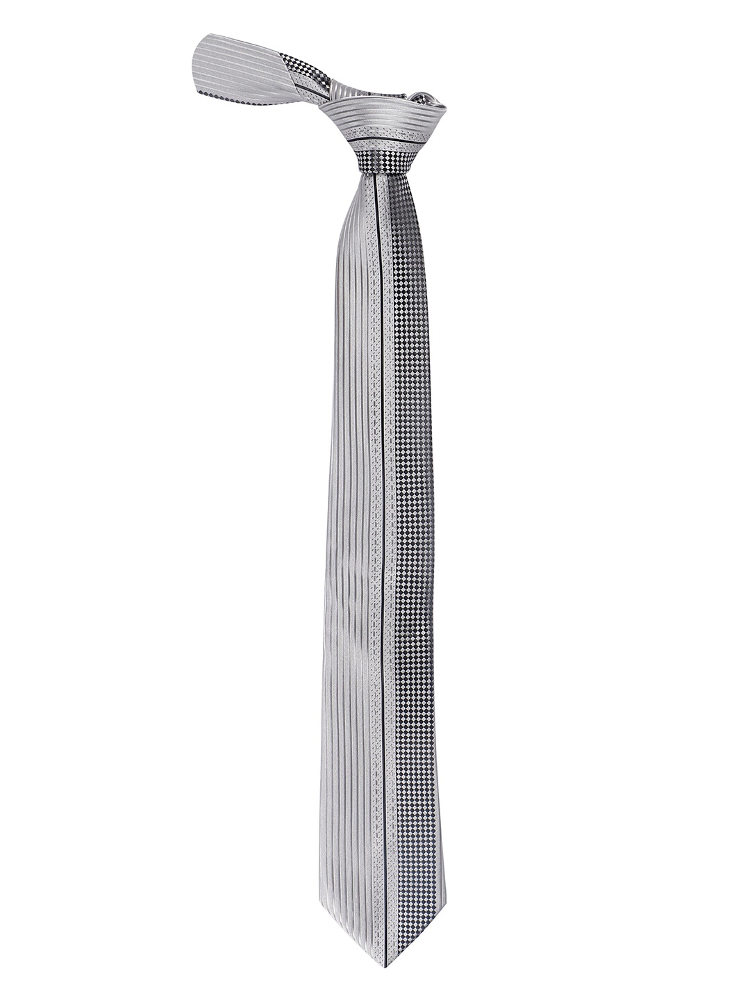 

Alvaro Castagnino Men Grey & Black Striped Skinny Tie