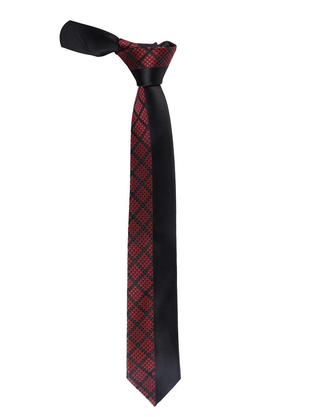 

Alvaro Castagnino Men Black & Red Woven Design Skinny Tie