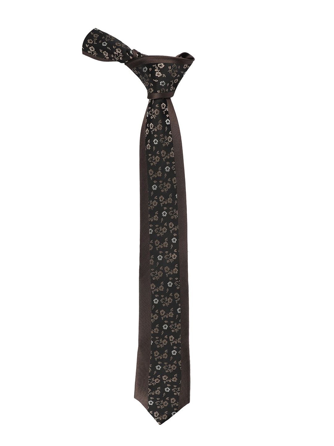 

Alvaro Castagnino Men Black & Gold-Toned Woven Design Skinny Tie