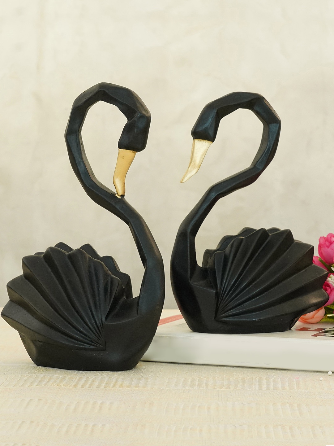 

TIED RIBBONS Set of 2 Black Duck Swan Handcrafted Showpiece