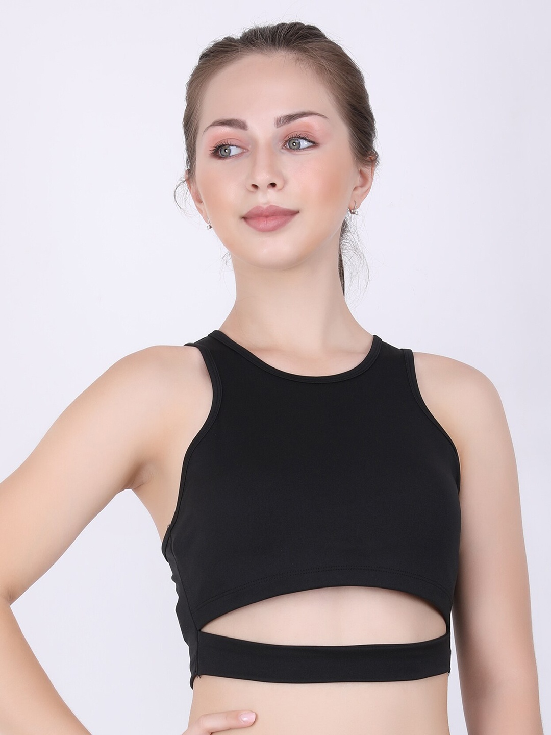 

EVERDION Black Styled Back Training Tank Crop Top