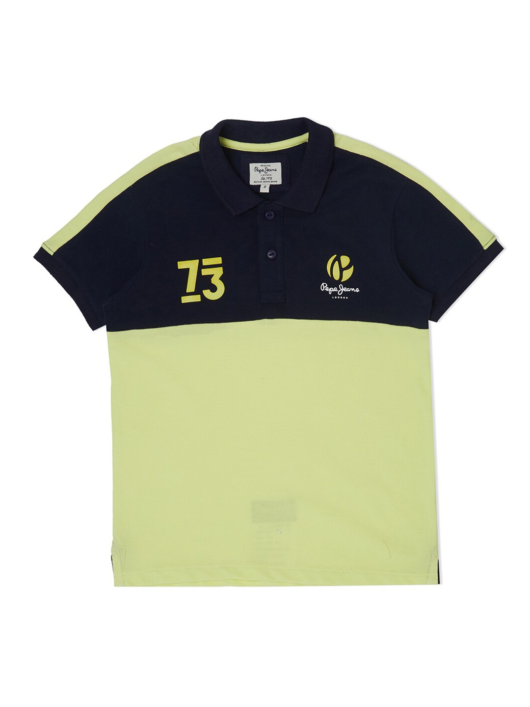 

Pepe Jeans Boys Green & Navy Blue Colourblocked Pure Cotton Polo Collar T-shirt