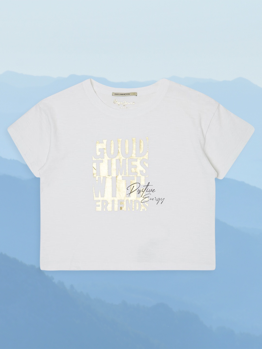 

Pepe Jeans Girls White Typography Printed Cotton T-shirt