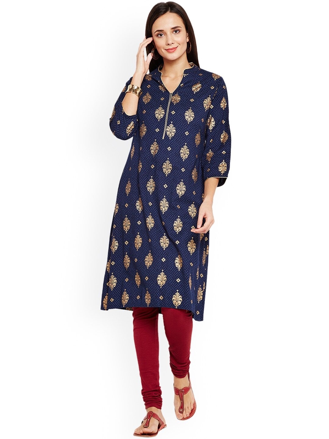 

Be Indi Women Blue Ethnic Motifs Printed Kurta