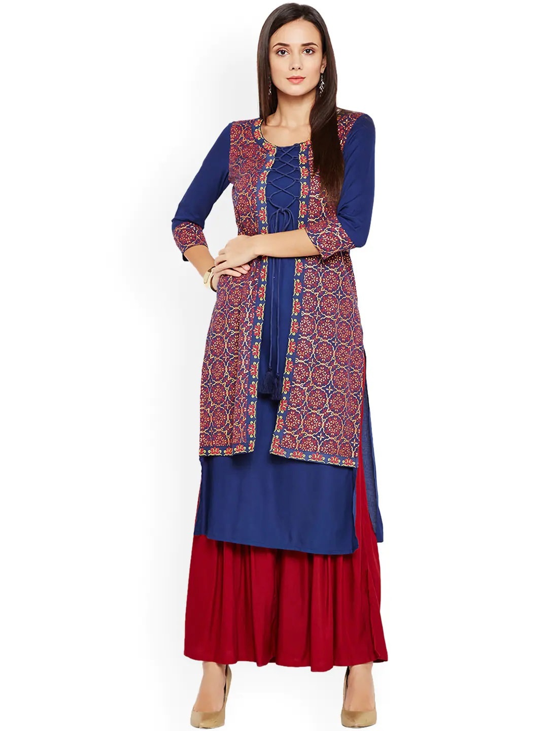 

Be Indi Women Blue Geometric Kurta