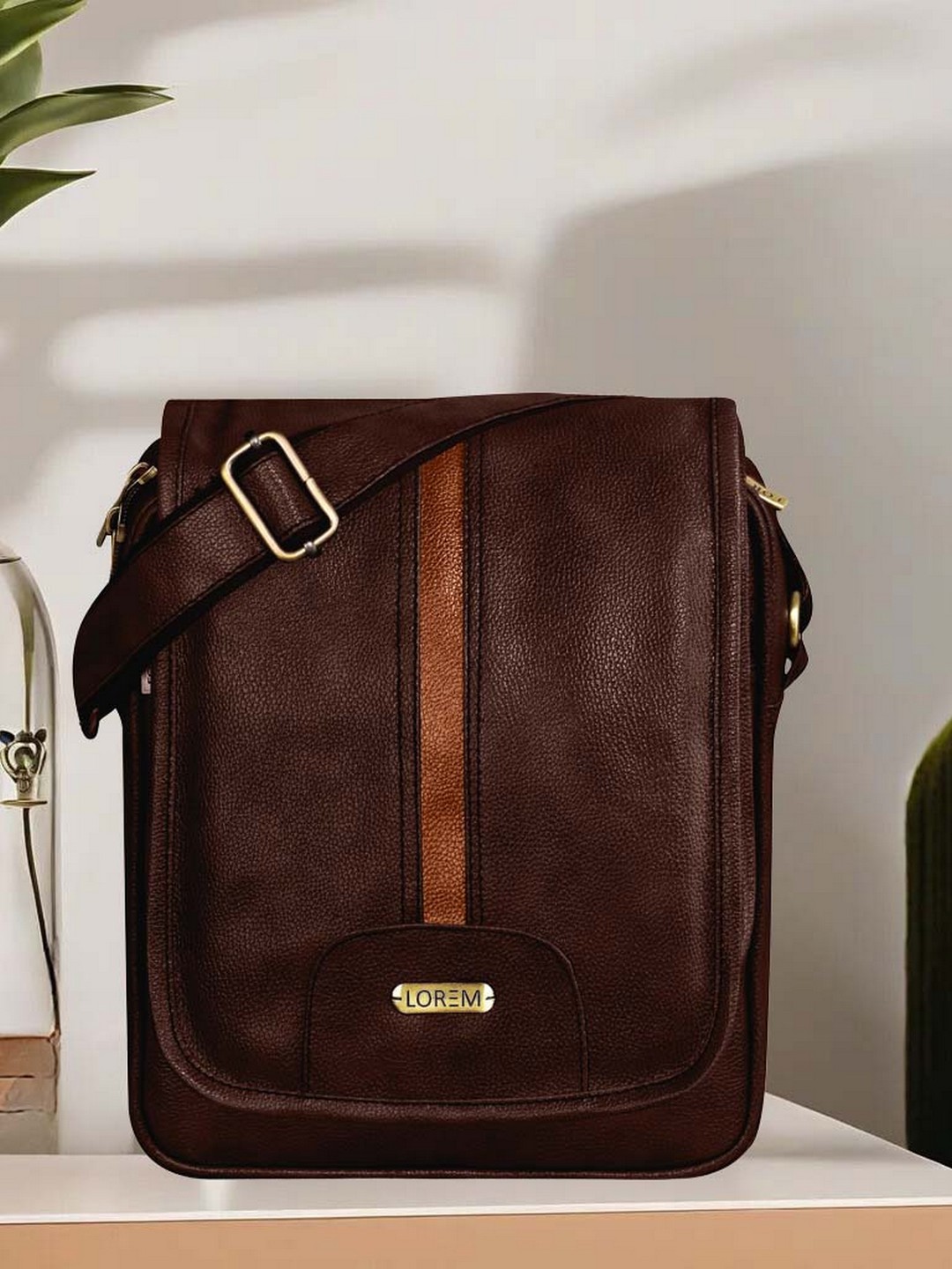 

LOREM Brown Textured Sling Bag