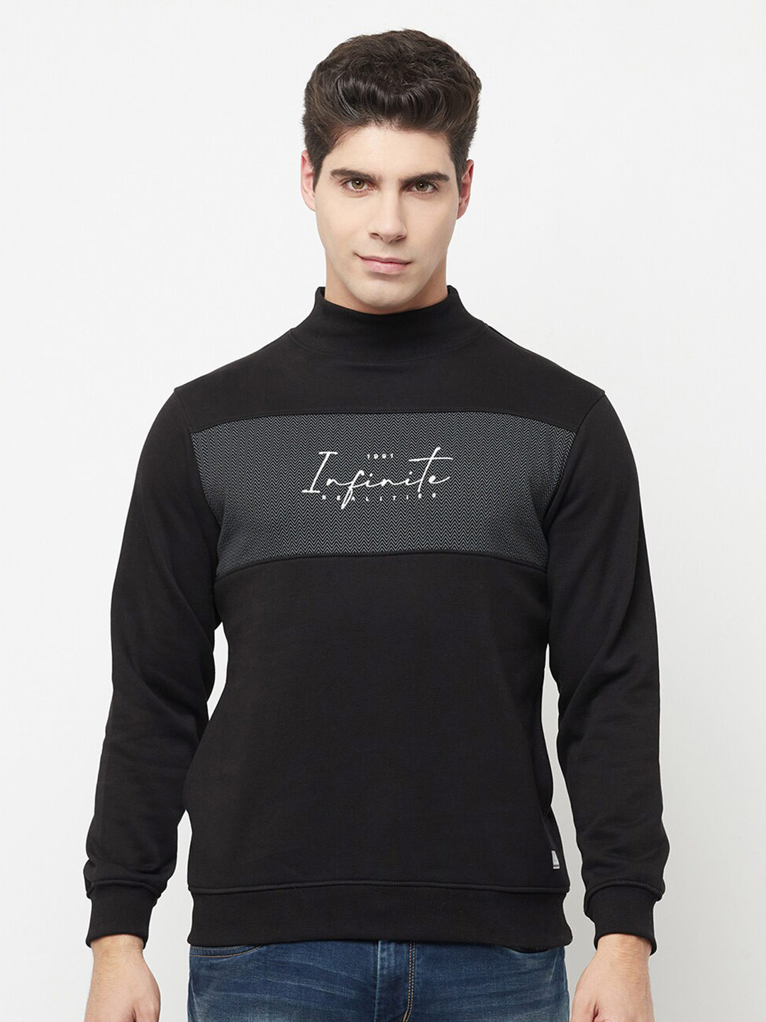 

Octave Men Black & White Typography Printed Sweatshirt