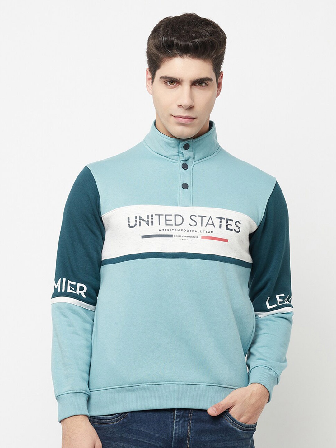 

Octave Men Blue Printed Sweatshirt