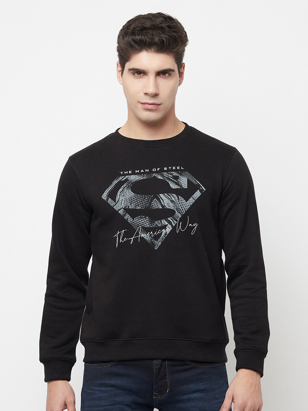 

Octave Men Black Superman Printed Sweatshirt