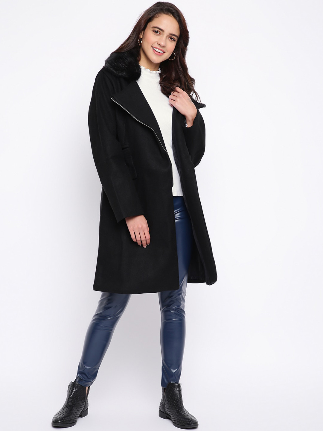 

iki chic Women Black Cashmere Coat
