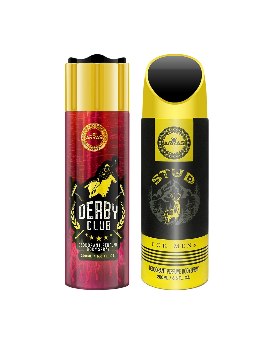 

Arras Unisex Set Of 2 Derby Club & Stud Deodorant Body Spray 200ml, Maroon