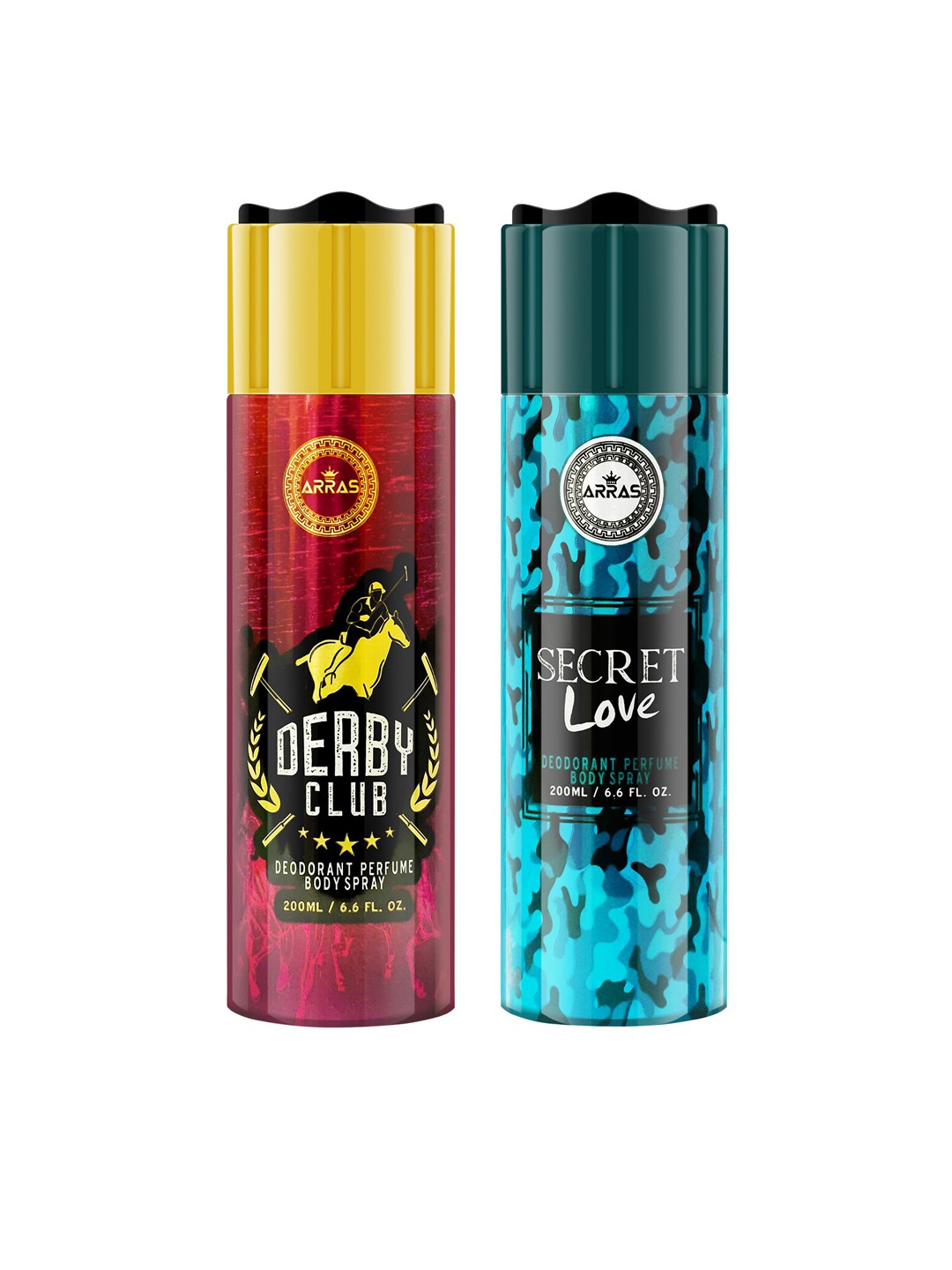 

Arras Unisex Set Of 2 Derby Club & Secret Love Deodorant Body Spray 200ml, Maroon