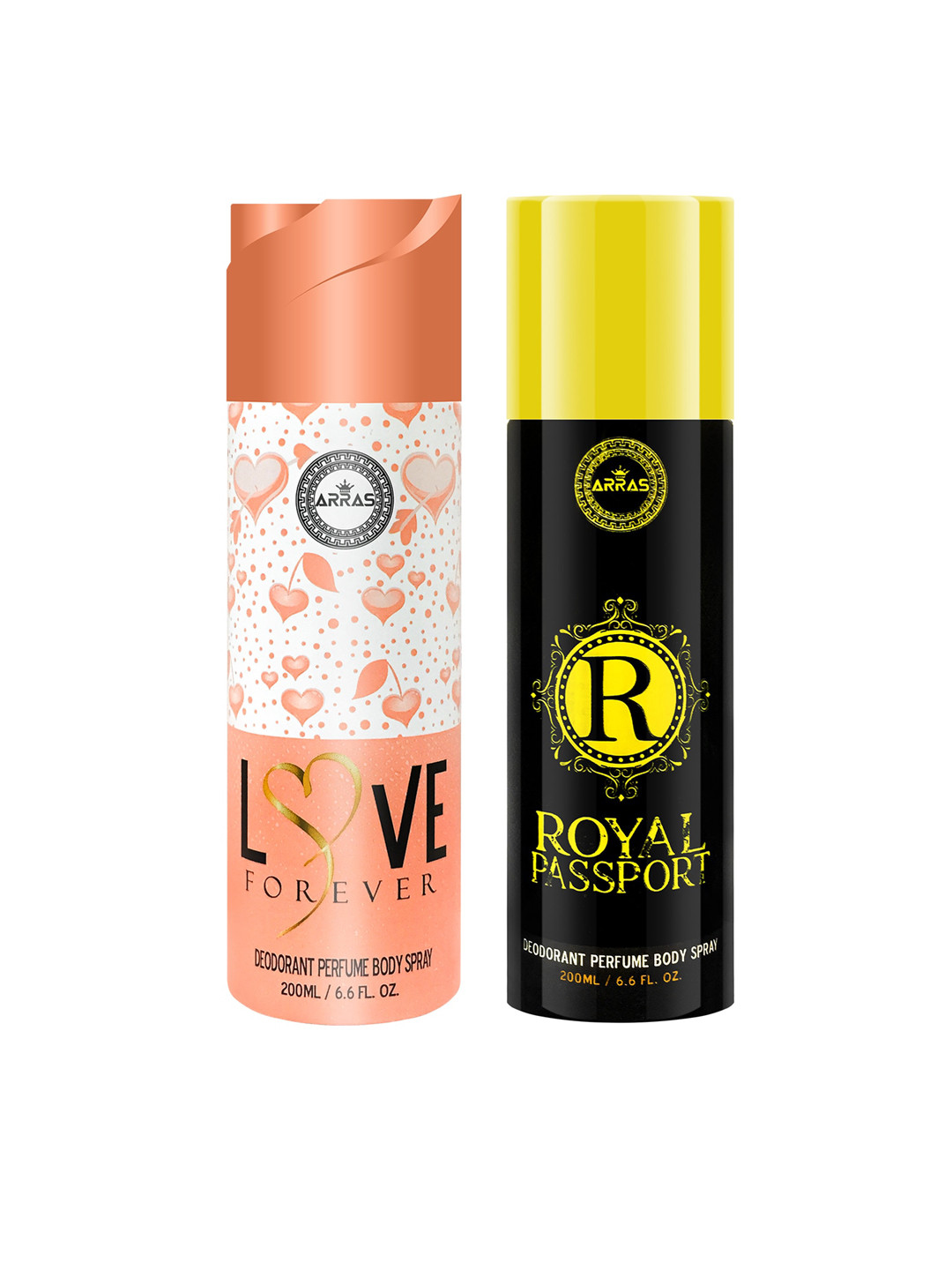 

Arras Set Of 2 Love Forever & Royal Passport Deodorant Body Spray - 200ml, White