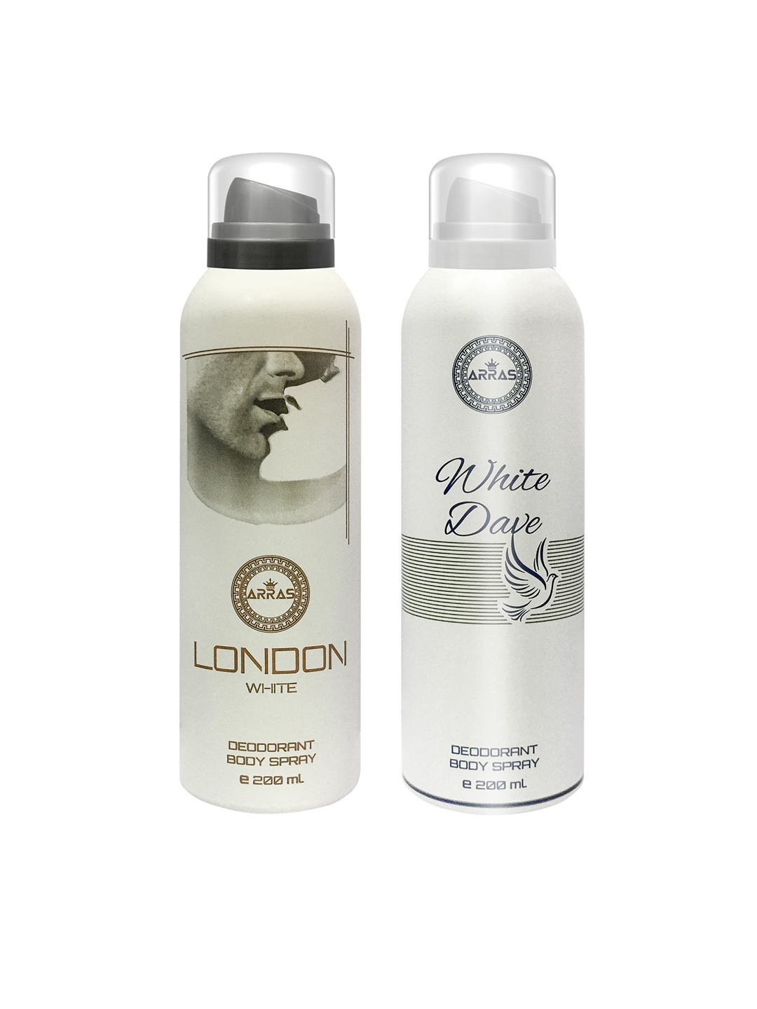 

Arras Unisex Set Of 2 London White & White Dave Deodorant Body Spray 200ml