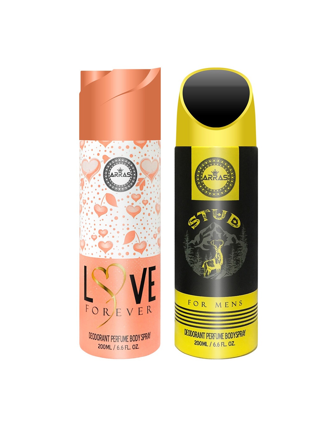

Arras Pack of 2 Love Forever & Stud Deodorant Body Spray, 200ml Each, White