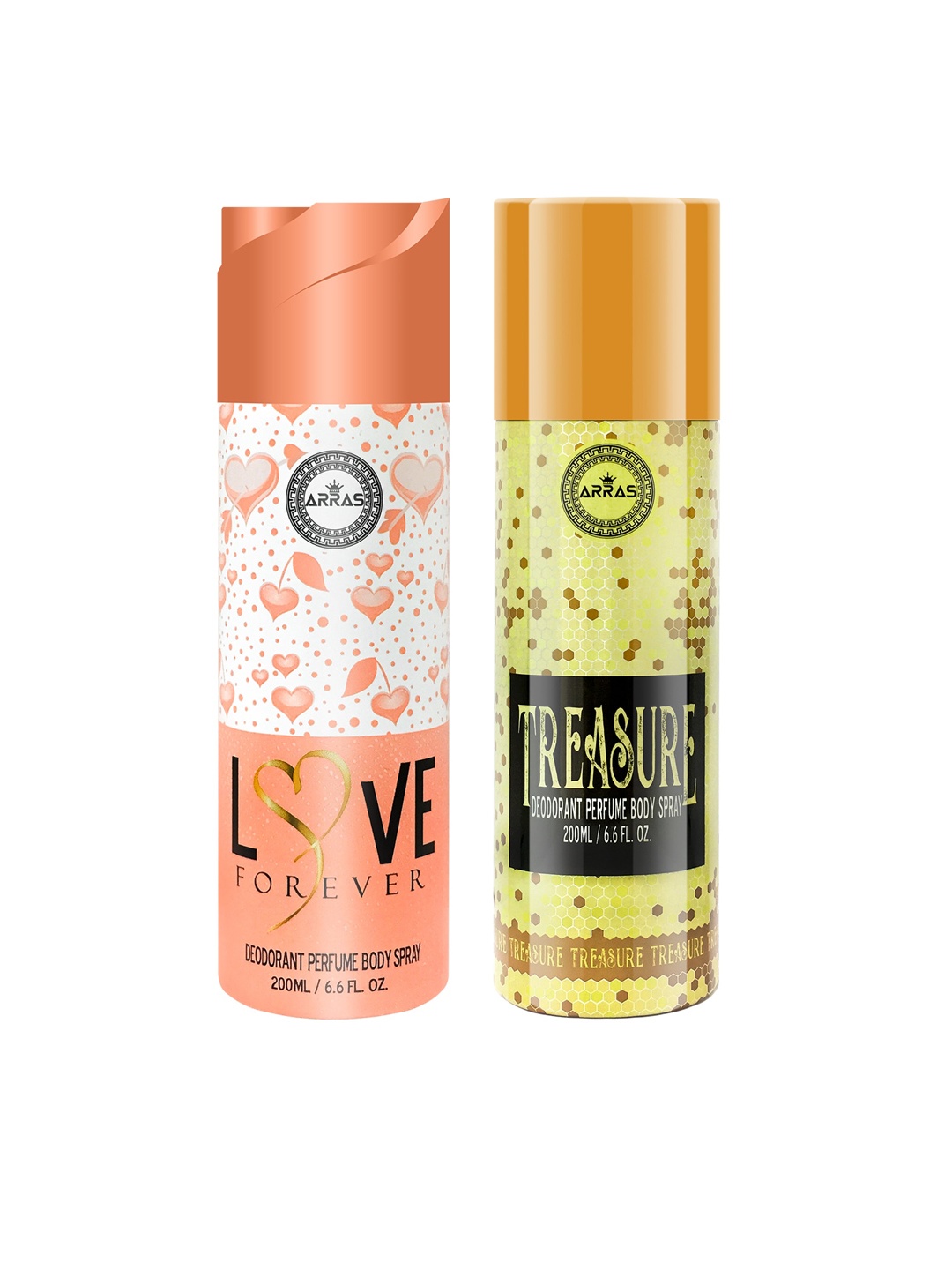 

Arras Set Of 2 Love Forever & Treasure Body Deodorant Body Spray-200ml, White